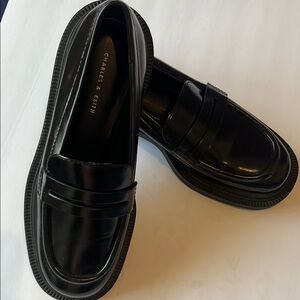 Charles & Keith Black Leather Loafers